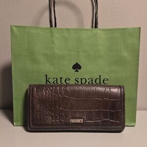 Kate Spade Wallet Croc Embossed Brown